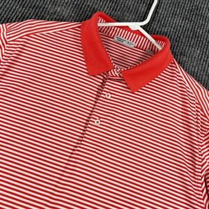 Bermuda Sands Polo Shirt Mens Large Red Striped Short Sleeve Casual Golf Outdoor